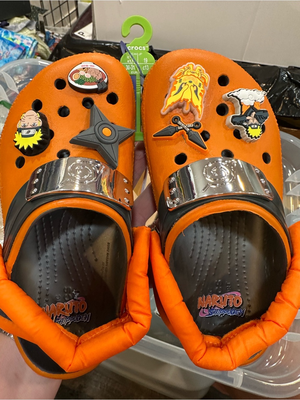 Crocs Light ⚡️ Up Naruto Shippuden Kids Orange Clog Shoes with Charms